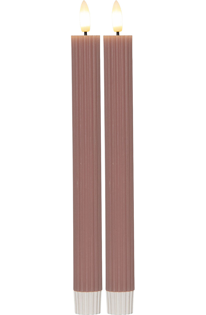 Flamme Led Antiikinkynttilä Stripe Roosa 2pack