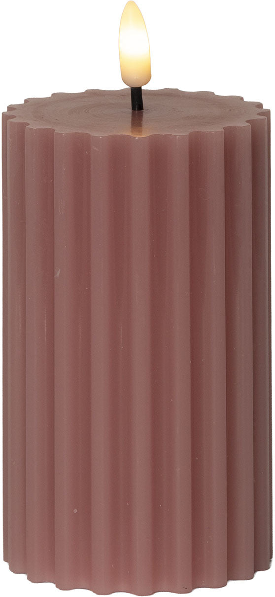 Flamme Stripe Led Kynttilä Roosa 15 cm