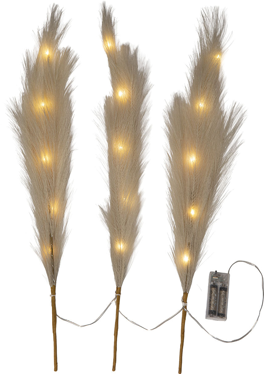 Plumes LED Koristeoksasulkat Valk. 65 cm