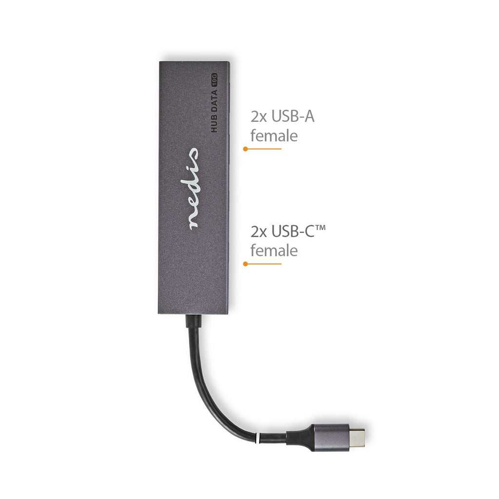 Nedis USB-keskitin | 1x usb-c to 2x usb-a + 2x usb-c