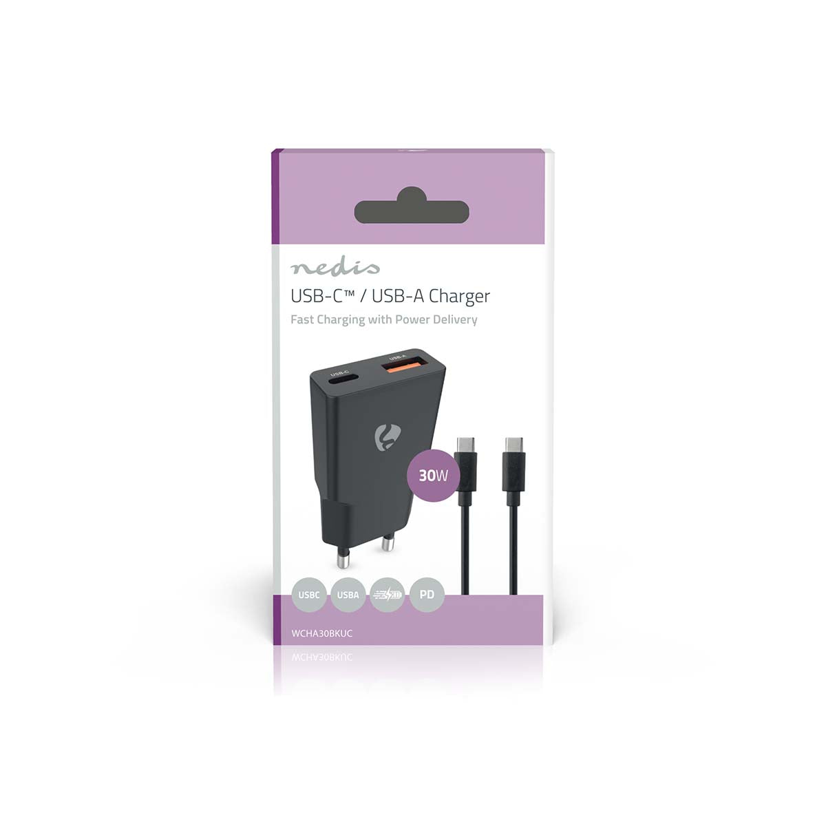 Nedis Seinälaturi | 30 w | usb-a / usb-c™ | 1.50 m