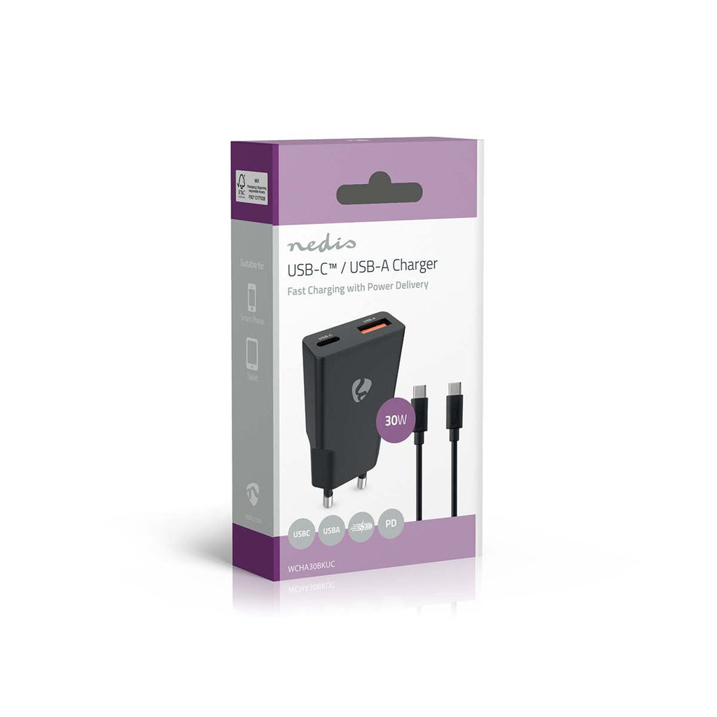 Nedis Seinälaturi | 30 w | usb-a / usb-c™ | 1.50 m