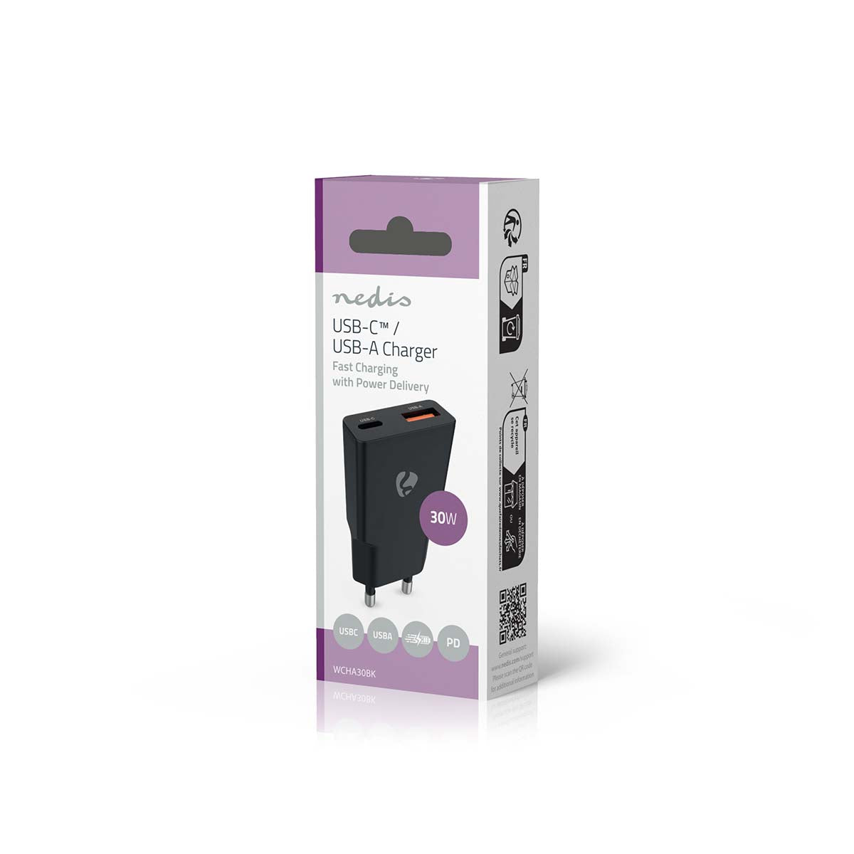 Nedis Seinälaturi | 30 w | usb-a / usb-c™
