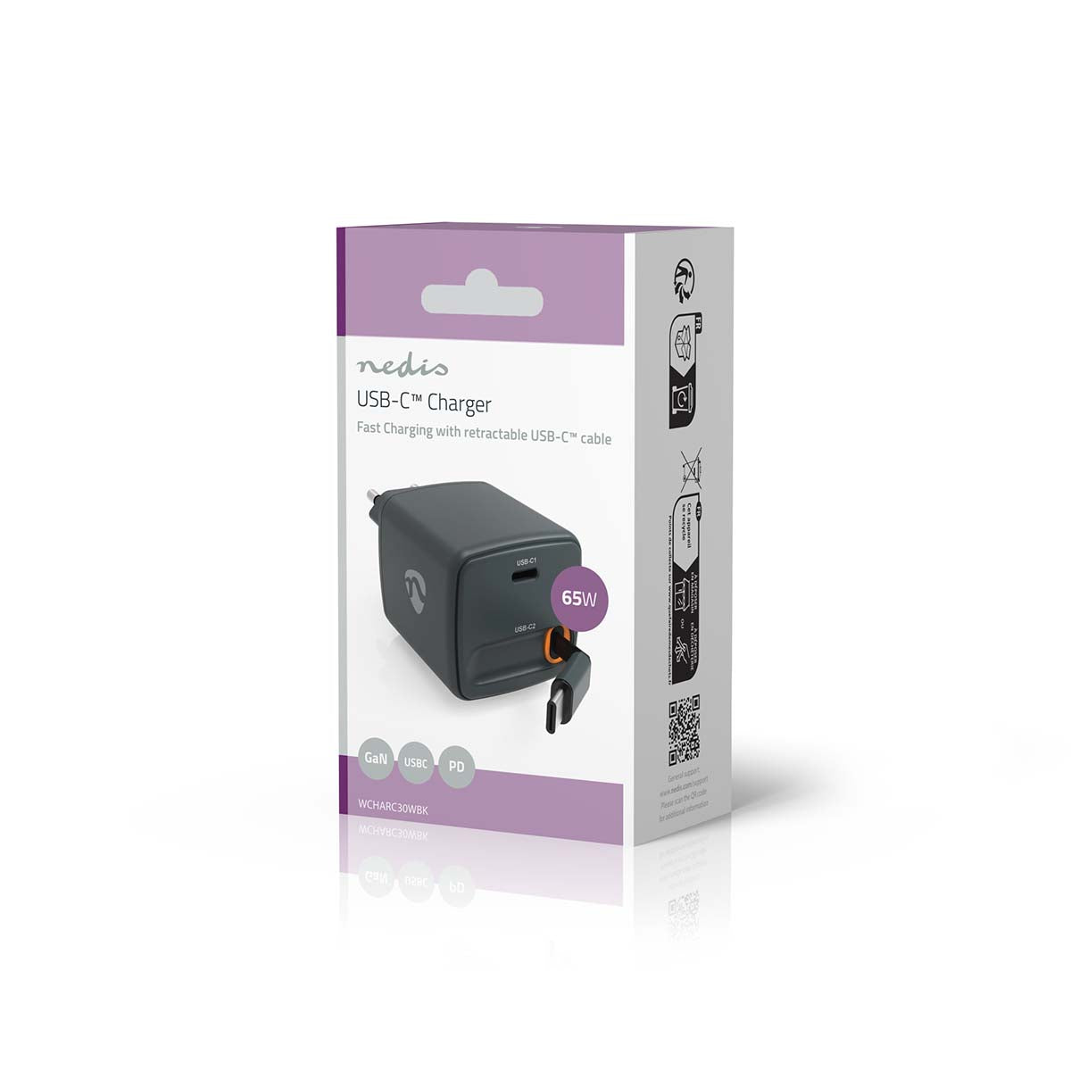Nedis Seinälaturi | 65 w | PD3.0 30 w | usb-c™ | 0.75 m