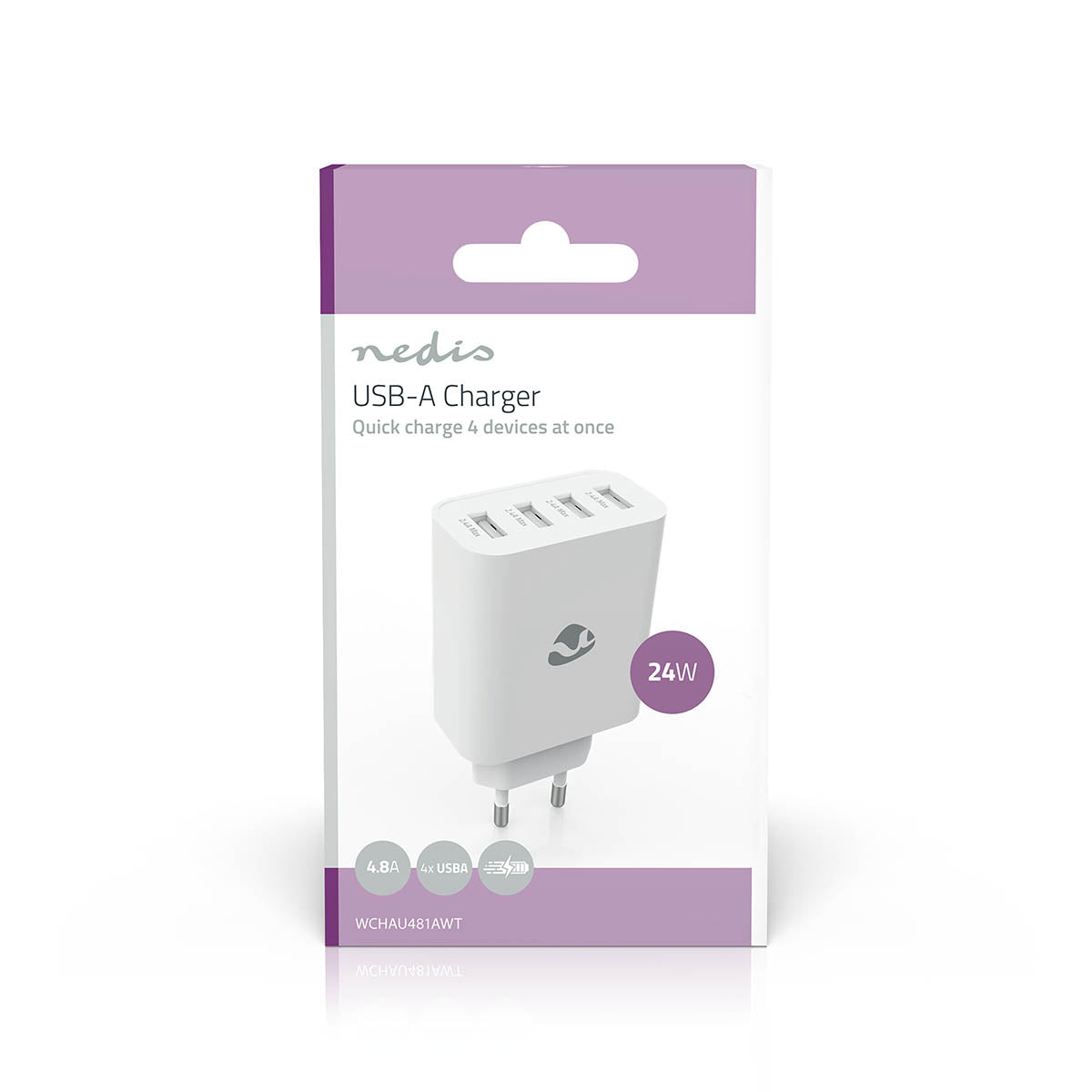 Nedis Seinälaturi | 4x usb-a | 24 w
