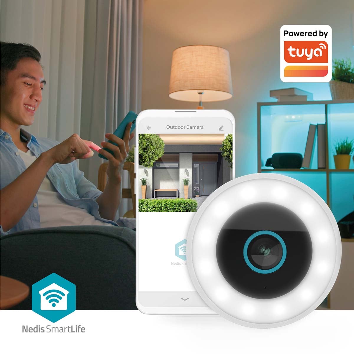 Nedis SmartLife Ulkokamera Wi-Fi | Spotlight | 3MP | IP65