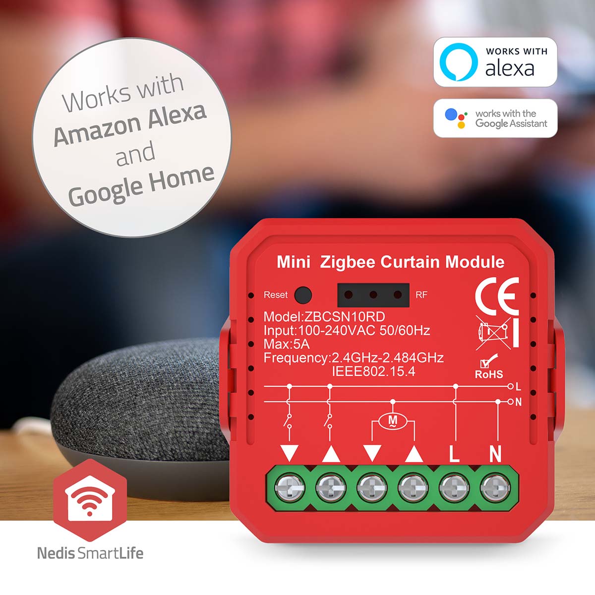 SmartLife Virtakytkin | Zigbee 3.0 | 1000 w | Terminaaliliitin | Sovellus saatavana kohteeseen: Android™ / ios