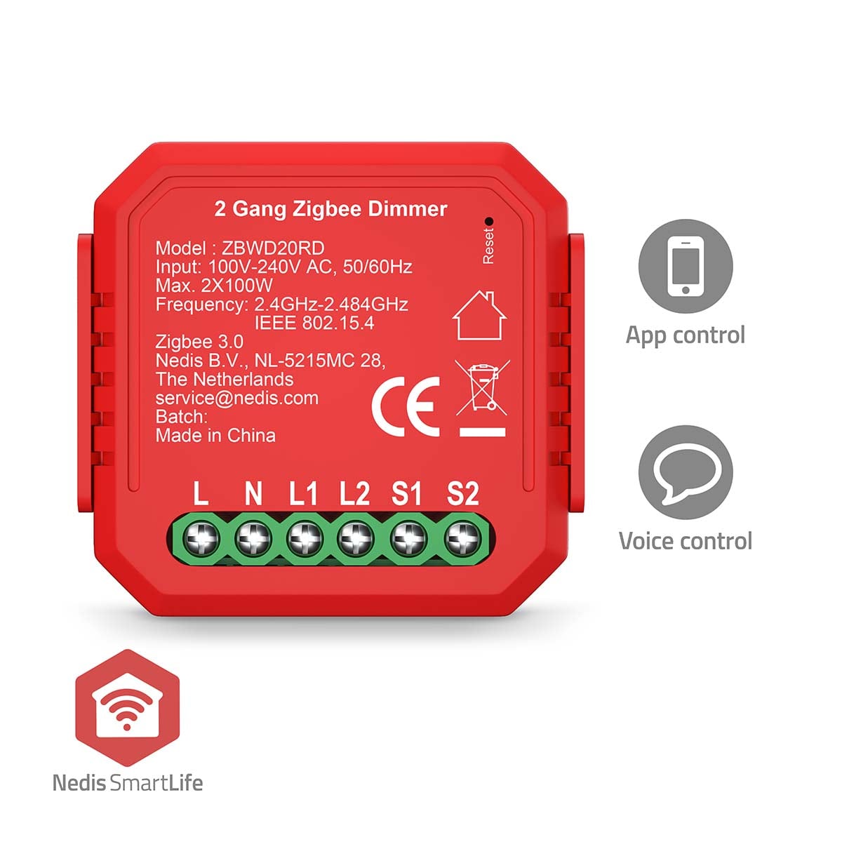 Nedis SmartLife Virtakytkin | Zigbee 3.0 | 2x100 w