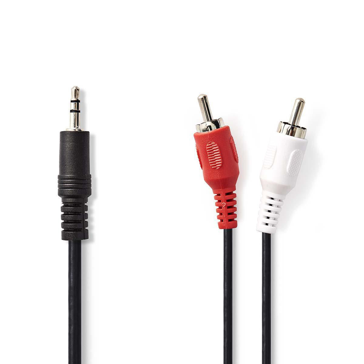 Nedis Stereo-Audiokaapeli 3,5 mm:n Uros – 2 x RCA, Uros 5,00 m Tata stereoaanikaapelia, jossa on 3,5 mm liittimet RCA:han,