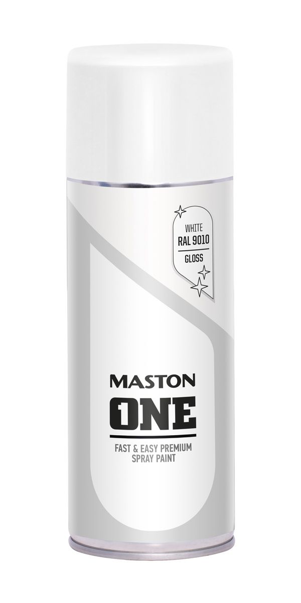 Spraymaali one - Kiiltävä valkoinen RAL9010 400 ml