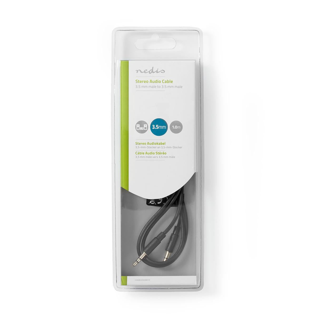 Nedis stereoaudiokaapeli 3,5mm 1M Tama stereoaanikaapeli, jossa on 3,5 mm liittimet, soveltuu aanilaitteiden, kuten