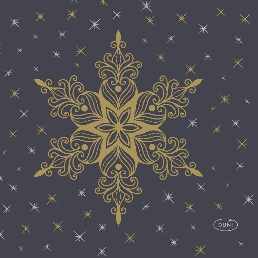 Duni Servetit 24x24 Snowstars Black