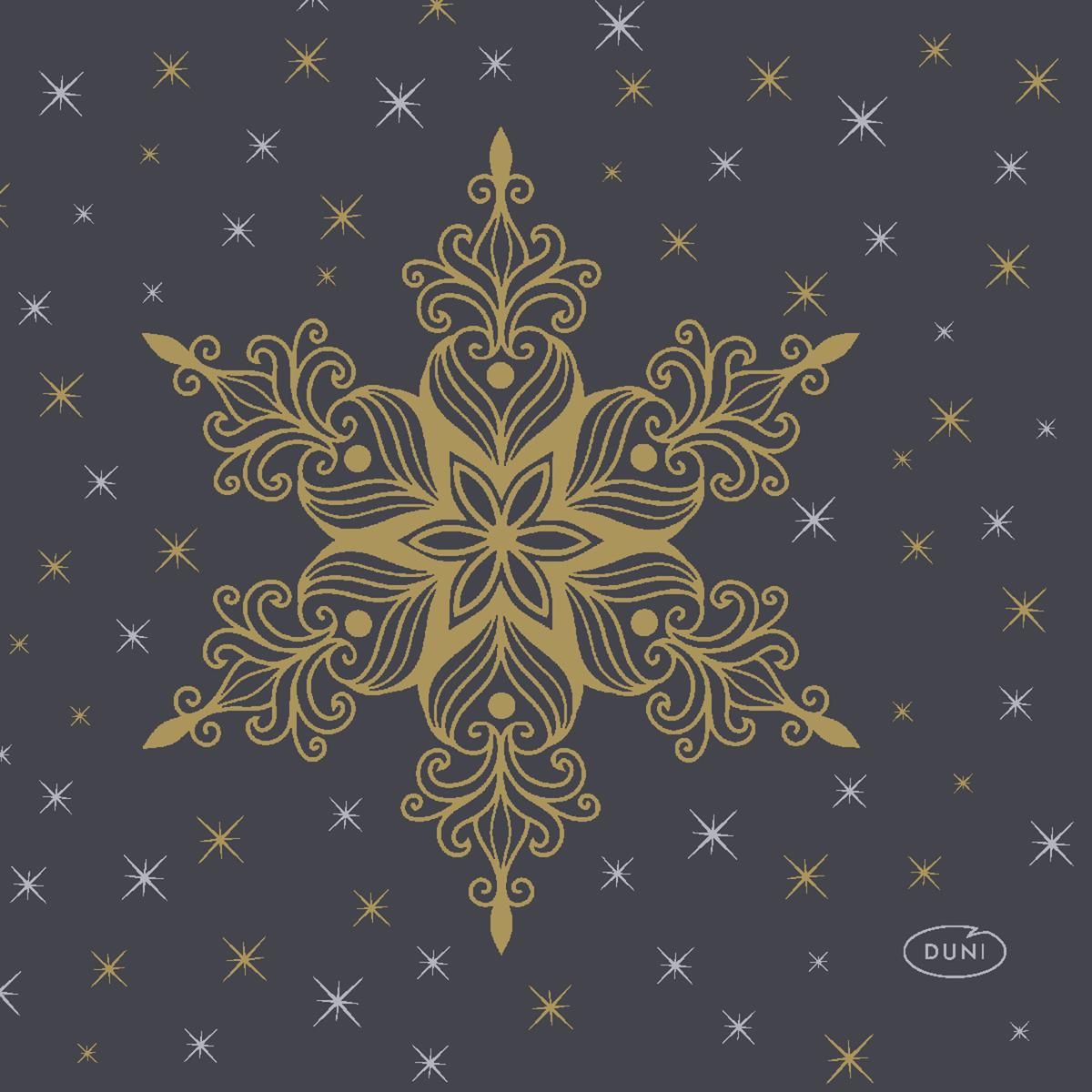 Duni Servetit 24x24 Snowstars Black