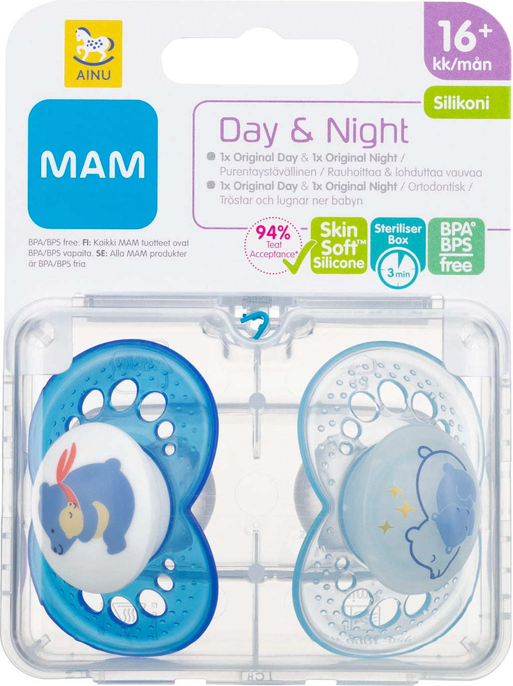 Mam 16+kkDay & Night silikoni 2 kpl