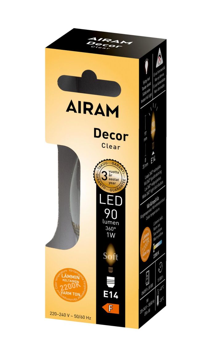 Airam Led-Decor clear E14 90 lm