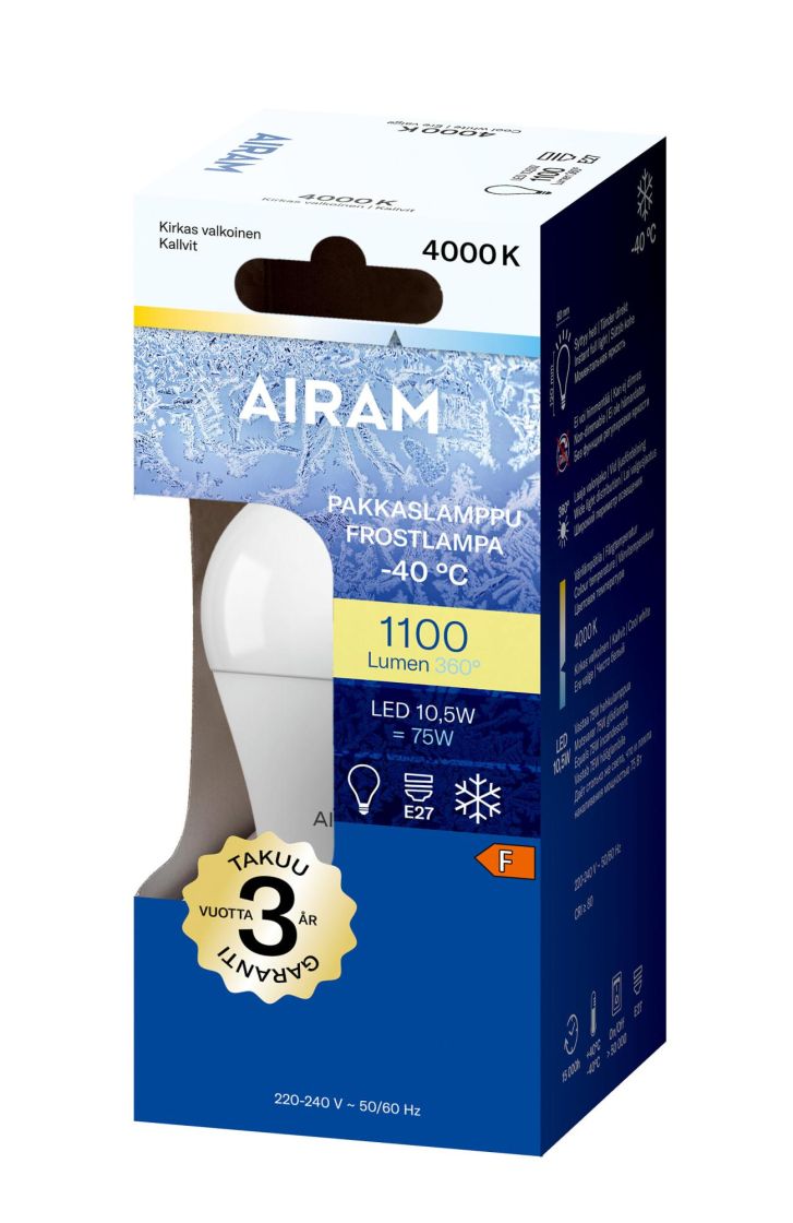 Airam LED-Pakkaslamppu E27 4000k 1100 lm