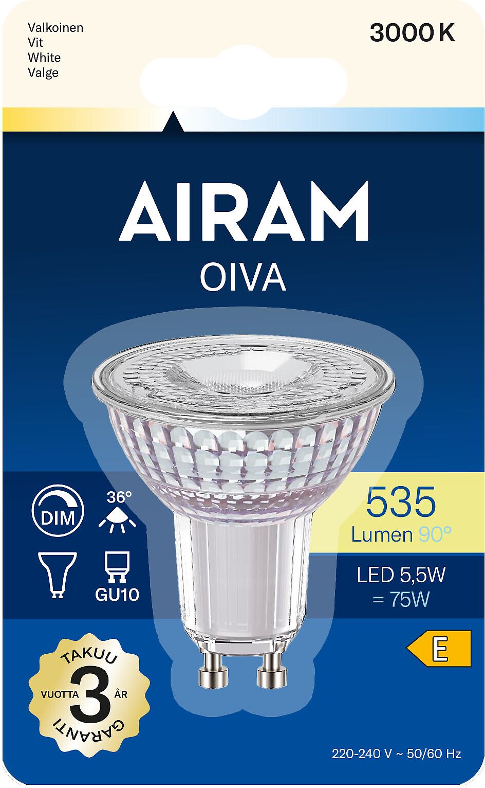 Airam Oiva Led GU10 Kirkas 535 lm/3000k dim
