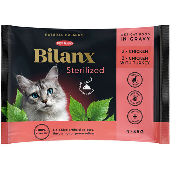 BF Bilanx kana&Kalkkuna Sterilized kastikkeessa 4x85gr