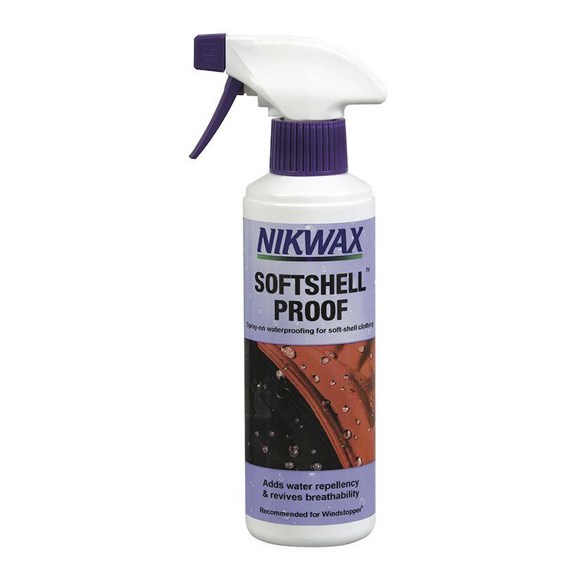 Nikwax SoftShell Proof Spray-On 300 ml Pumppupullosta sumutettava tehokas vesipohjainen kyllaste softshell-vaatteille. Ei