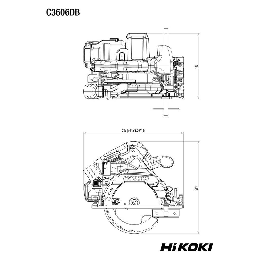 Pyörösaha C3606DB 36 v runko hsc HiKOKI