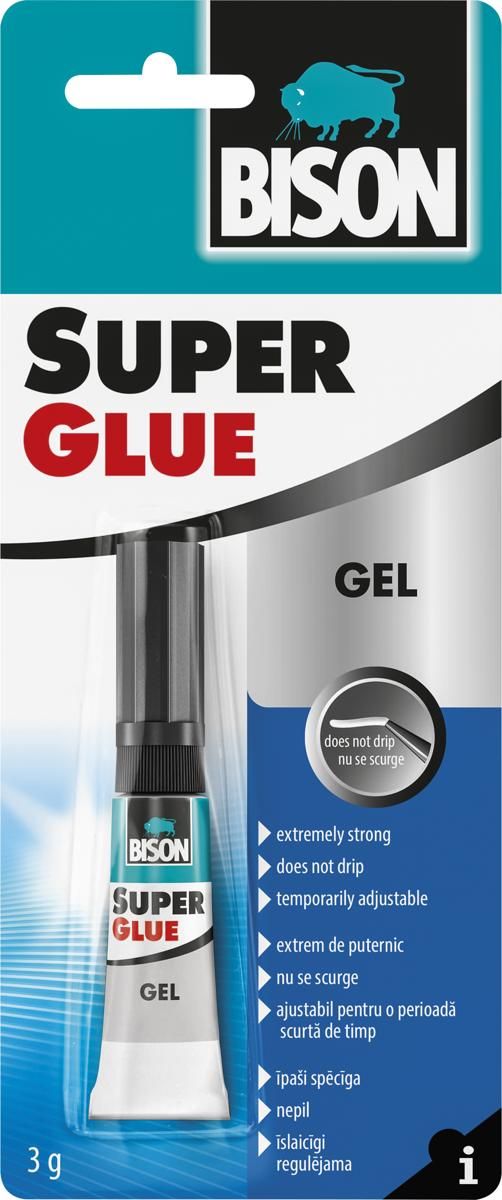 Bison Super Glue Gel 3 g (ip-pkt) geelimäinen