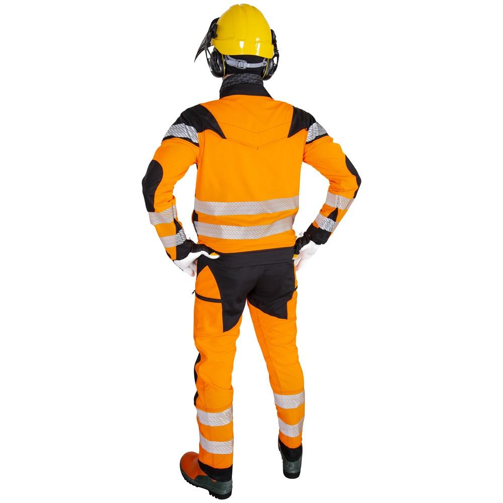 TAKKI METSATYO FL.ORANS/MUSTA LK2 EN20471 - 93% polyesteri, 7% spandex, 225 g/m² - joustava ja hengittava materiaali -