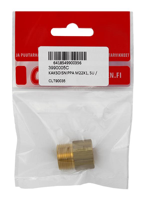 CLEN KAKSOISNIPPA M22x1, 5U - 3/8"S MESSINKI Kaksoisnippa M22x1,5 ulkokierre - 3/8" sisakierre -Materiaali messinki -Max