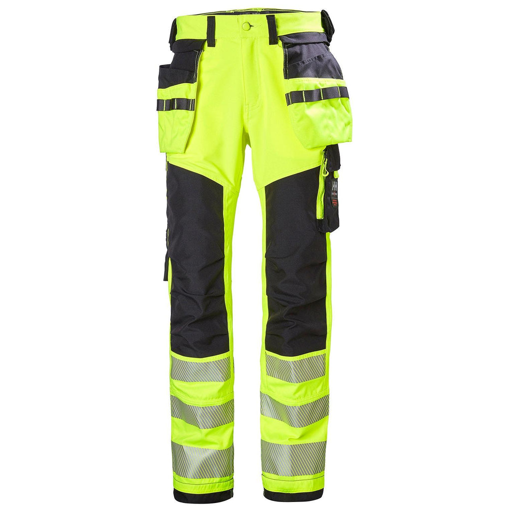 Helly Hansen Work Wear Icu Huomio Riipputaskuhousut 2 Lk. keltainen/harmaa Neljaan suuntaan joustavat ICU-housut. EN20471
