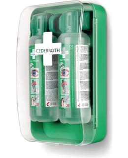 Silmänhuuhtelukaappi 2x500 ml ja jv ohjekilpi