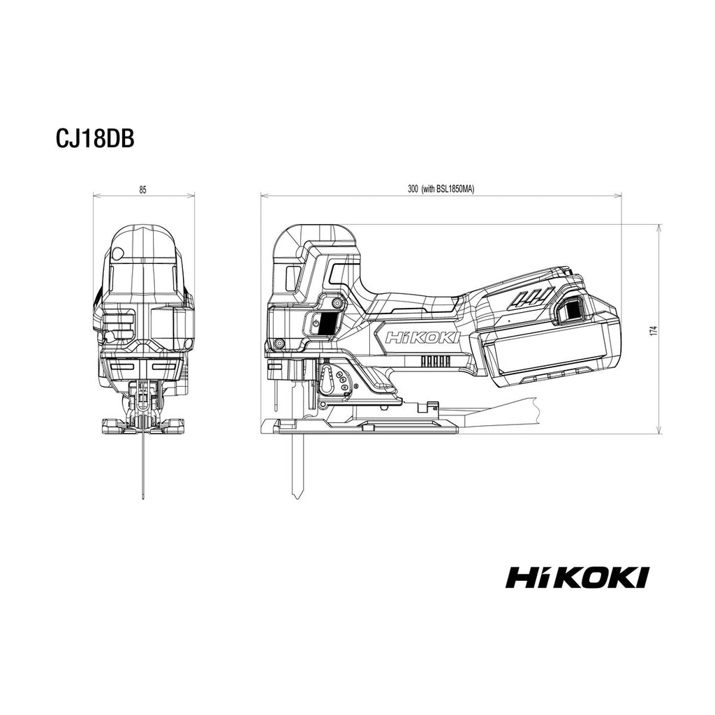 Pistosaha CJ18DB runko hsc HiKOKI 18 v