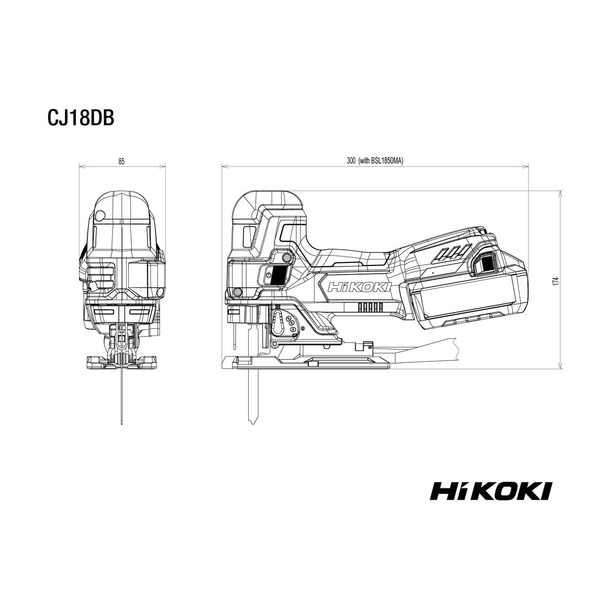Pistosaha CJ18DB runko hsc HiKOKI 18 v