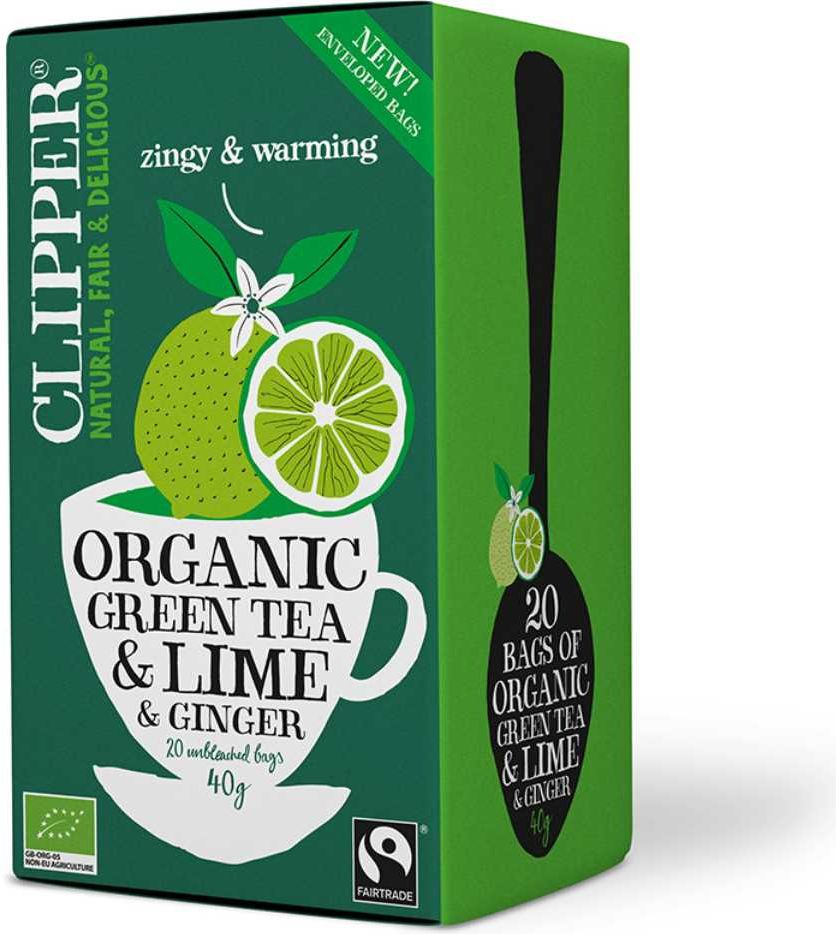 Vihreä tee, lime & inkivääri 20 ps, Clipper