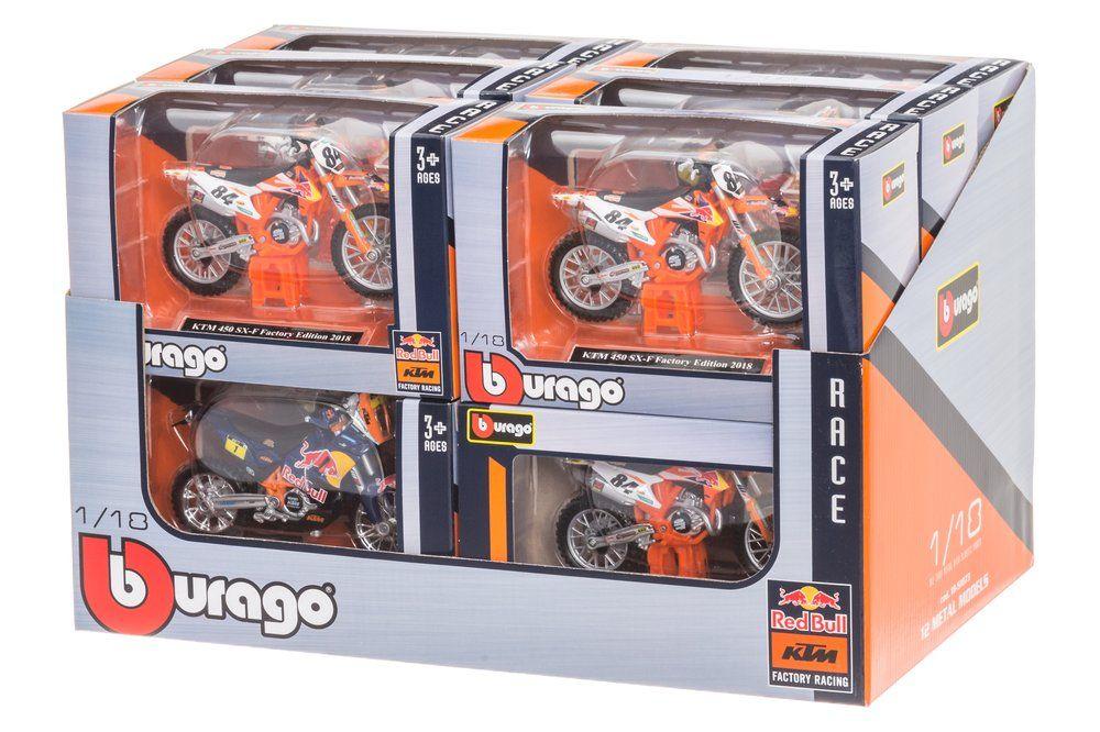 Bburago KTM Moottoripyora 1:18 lajitelma display 324016