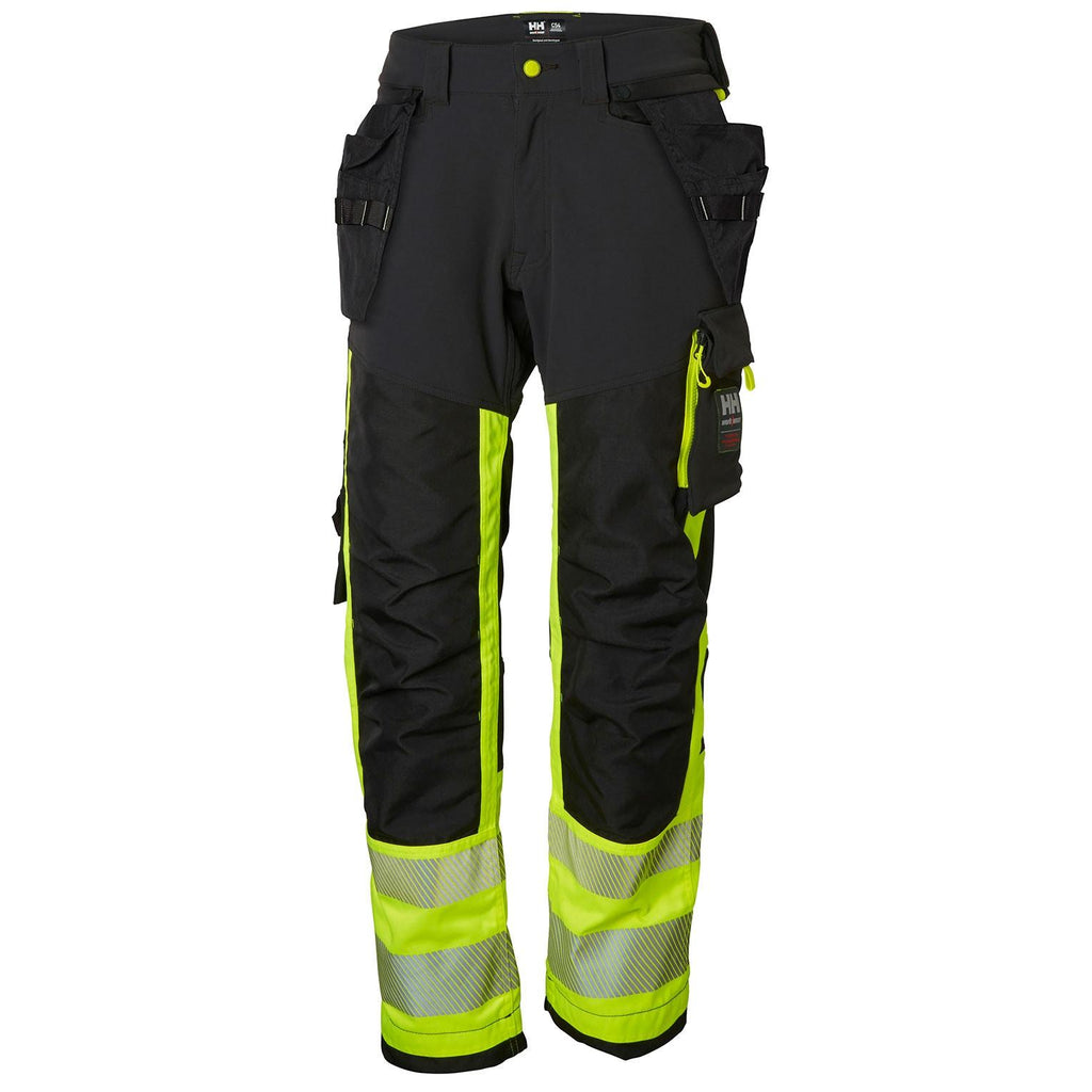 Helly Hansen Work Wear Icu Huomio Riipputaskuhousut 1 Lk. keltainen/harmaa Kestava neljaan suuntaan joustava kangas nayttaa