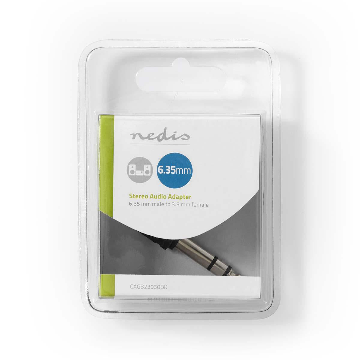 Nedis stereoaudiosovitin 6,35 mm, Uros - 3,5 mm, Naaras Tama sovitin sopii 3,5 mm liitannan muuntamiseen 6,35 mm