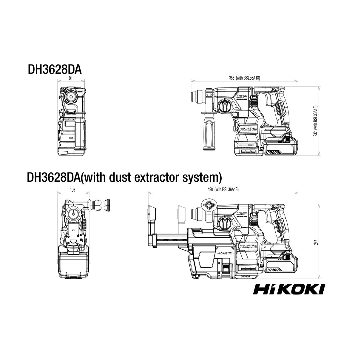 HiKOKI kombivasara DH3628DA runko hsc