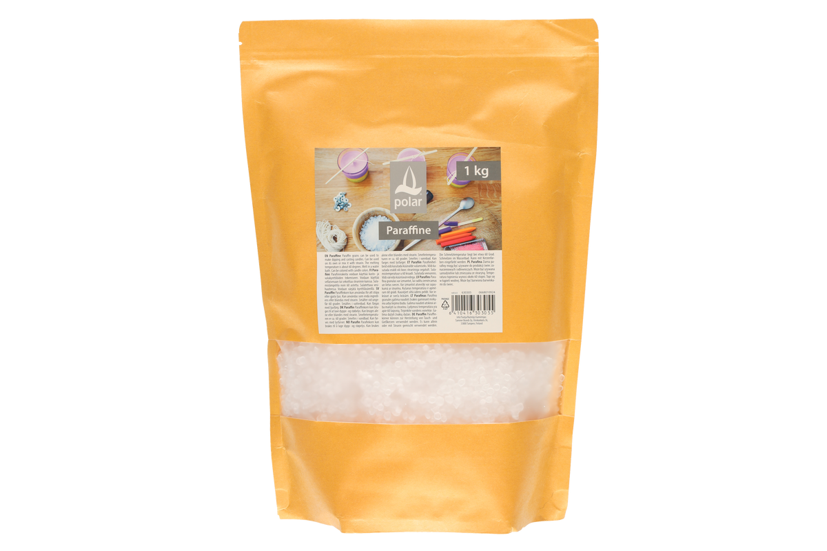 Polar Parafiini 1kg Voidaan kayttaa kasto- ja valukynttiloiden tekemiseen. Voi kayttaa sellaisenaan tai sekoittaa steariinin