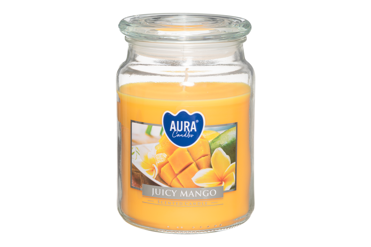 Aura Tuoksukynttilä Lasipurkissa Juicy Mango