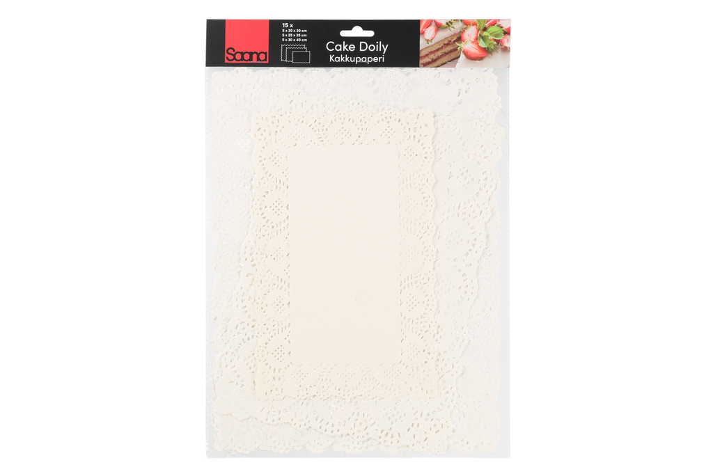 Saana Kakkupaperi suorakaide 15kpl 3 kokoa Koko: 20x30cm x 5kpl, Koko: 25x35cm x 5kpl, Koko: 30x40cm x 5kpl.