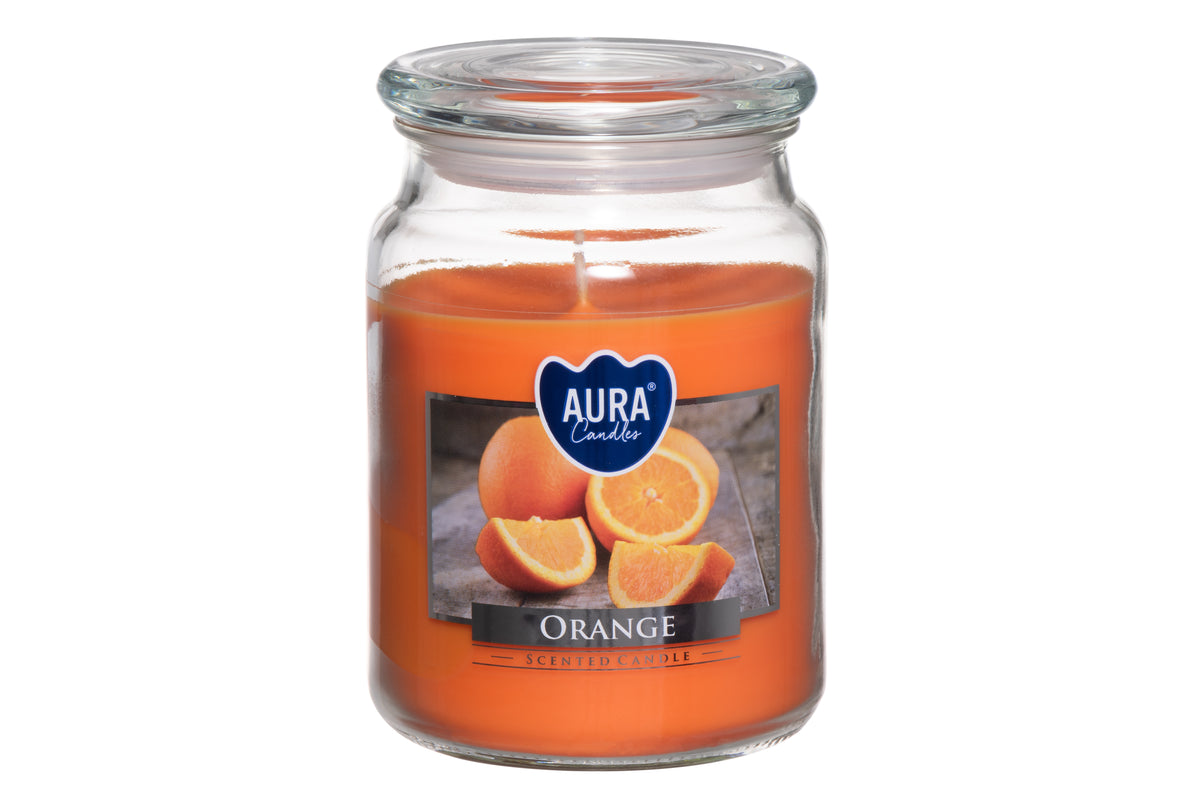 Aura Tuoksukynttilä Lasipurkissa Orange