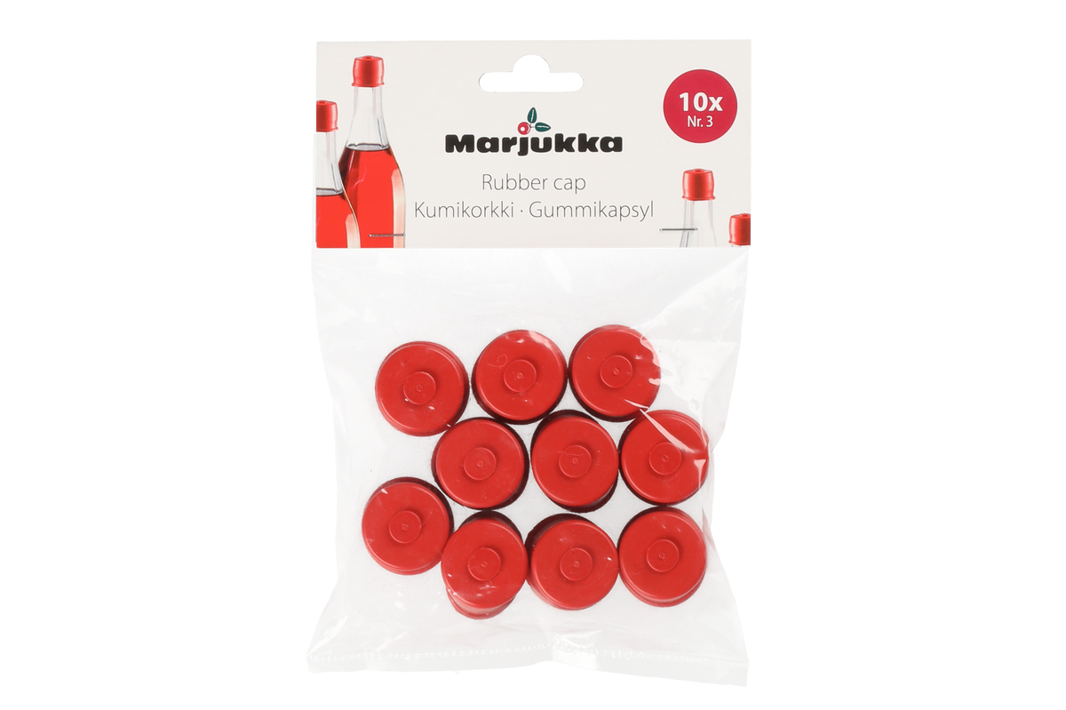 Marjukka Kumitulppa Nro3 10kpl Kumikorkki 0,75/1L pulloihin. Elintarviketestattu.