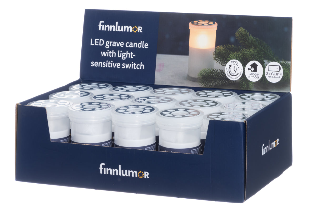 Finnlumor LED Hautakynttilä Hämäräkytk.
