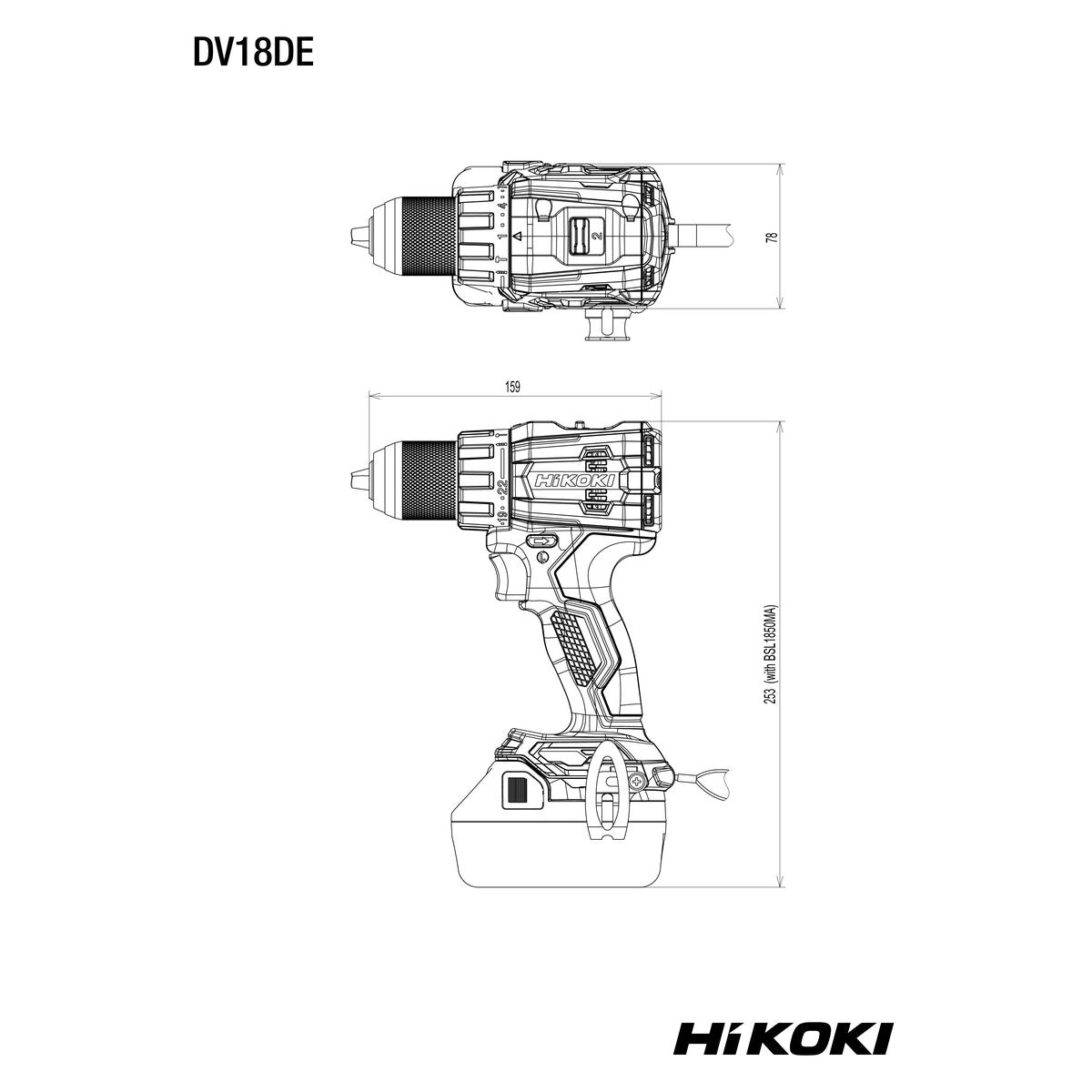 HiKOKI iskuporakone DV18DE 18 v Runko hsc