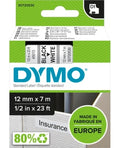Dymo D1 teippi 12 mm x 7 m musta valkoisella