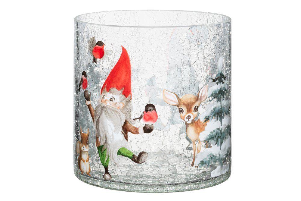 Winteria Nisse Lasilyhty 15 cm Lasilyhdyssa on kaunis, perinteikas kuviointii. Lyhdyn kirkas lasi ja krakleerattu pinta