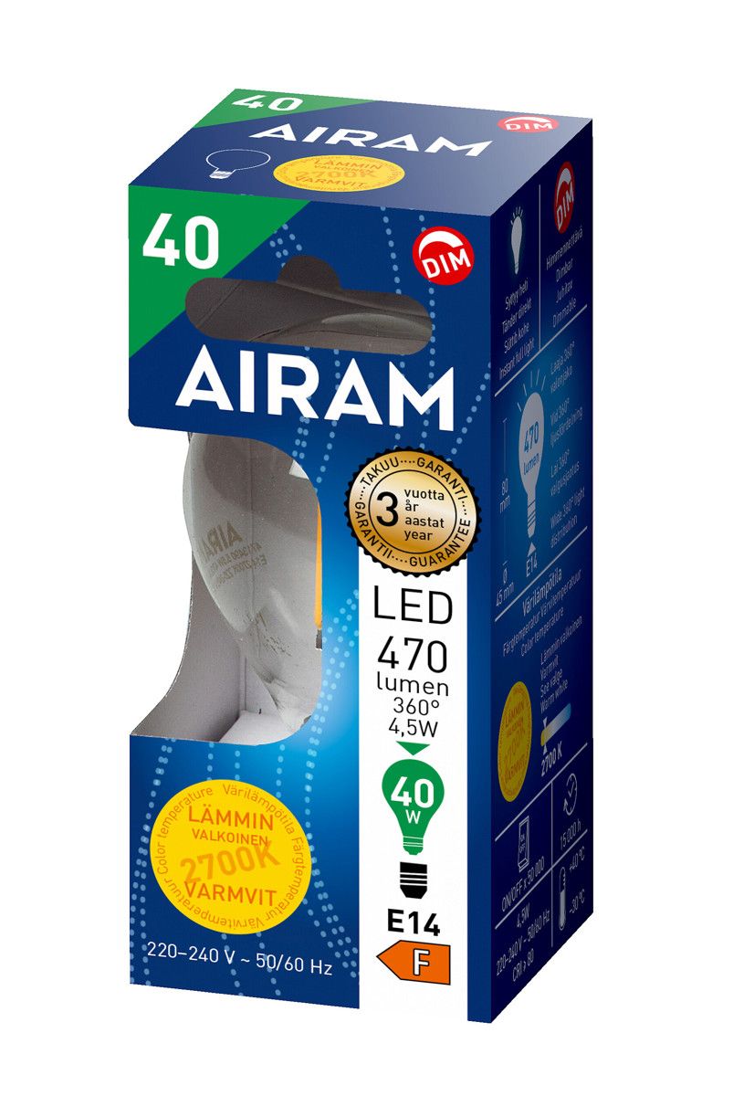 Airam Led E14 470 lm/2700k Fil. dim