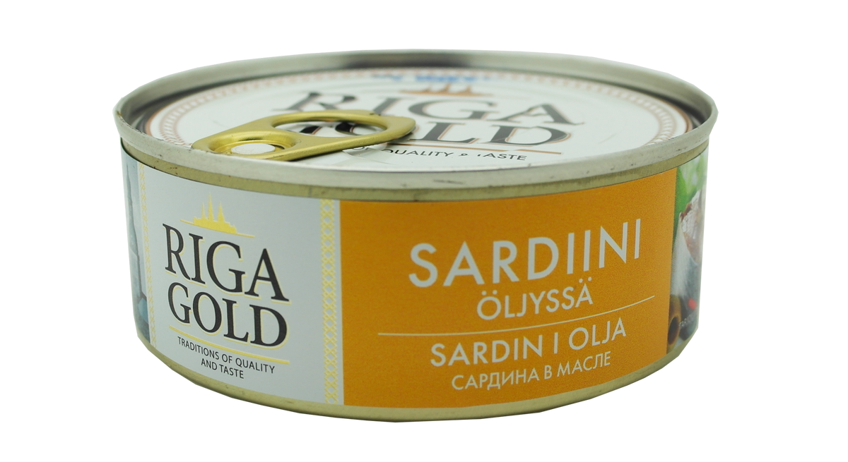 RIGA GOLD Sardiinipala oljyssa 240 g Sardiinipalat oljyssa sopivat ruisleivalle, salaatteihin, lampimiin voileipiin tai
