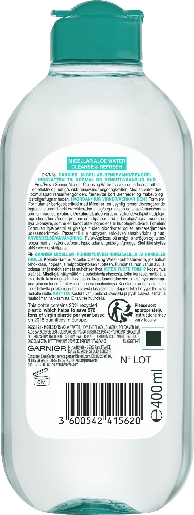 Garnier Micellar Puhdistusvesi Aloe 400 ml