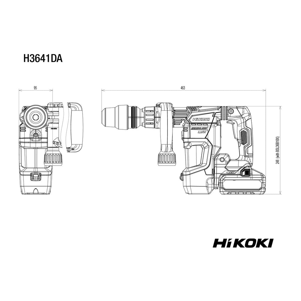 Piikkausvasara SDS-MAX H3641DA lvh 36 v Runko HiKOKI