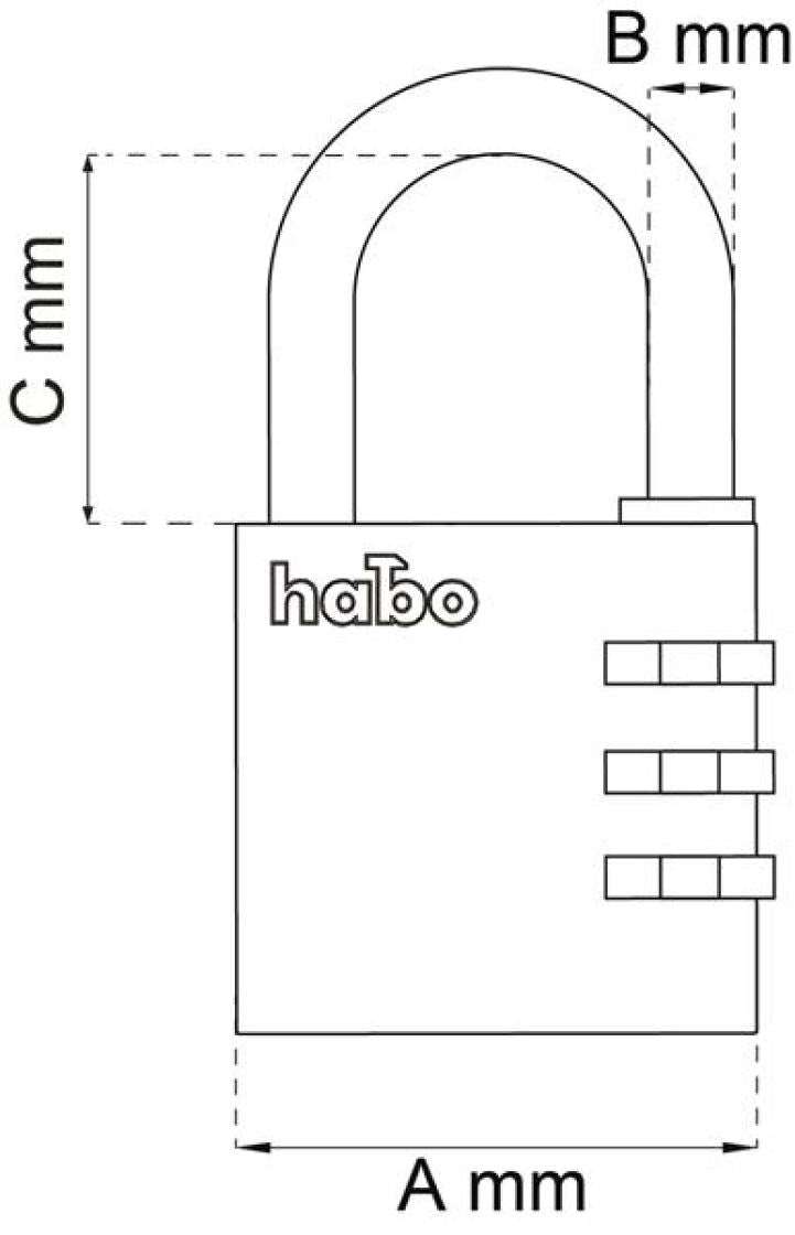 Riippulukko HABO 203-30 lila koodi